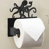Wigag Octopus Toilet Paper Holder Wall Mounted, Bathroom Decorative Metal Toilet Paper Mega Roll Dispenser, Matte Black Rustproo