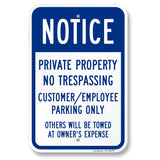 SmartSign Notice Private Property No Trespassing Customer/Employee Parking Only Sign - 12 x 18, 120 mil Aluminum Composite (ACM)