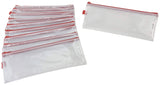 Sax Mesh Zippered Bag, 5 X 13 Inches, Clear With Red Trim, Pack Of 10
