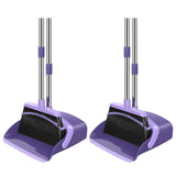 NACENA Broom and Dustpan Set, 52in Long Adjustable Handle Broom Dustpan Combo with Dust pan Teeth to Automatically Clean Hair S