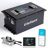 36V 105AH Lithium Golf Cart Battery with 2.8-inch LCD Touchscreen and 25A Fast Charger,Built-in Bluetooth and 200A BMS,Up to 600