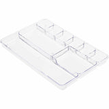 Lorell Drawer Tray Organizer, 9Compartments, 9.38inch x 14inch x 1.25inch, Plastic, Clear