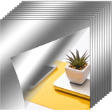 Zonon Flexible Mirror Sheets Self Adhesive Non Glass Mirror Tiles Stickers for Home Wall Decor(10 Pieces,7.9 x 7.9 Inches)