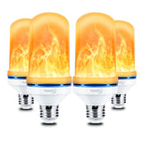 Yewclls LED Flame Light Bulbs, 4 Modes Flickering Halloween Light Bulbs E26 Base Fire Light Bulbs with Gravity Sensor (4-Pack)