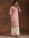 Libas Women'S Polyester Yoke Design Straight Kurta (29206 Peach Peach L