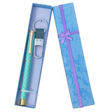 Beautiful Floral Design Metal Ball Pen & PU Leather Keychain Combo Gift Set Wrapped In A Ribbon Gift Box | Amazing Pen Gift Set