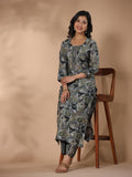 Anni Designer Women'S Rayon Blend Straight Printed Kurta With Palazzo (Kanjirang Green-Nw_L_Green_Large),Green,L,,,
