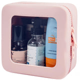 Small Clear Makeup Bag for Women, Mini Silicone Travel Cosmetic Case Waterproof Clear Make Up Pouch Purse with Zipper Cute Toile