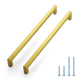 JOY DECOR 2 Pack Gold Cabinet Handles, 11-1/3 Inch Hole Center Cabinet Pulls - Square Stainless Steel Kitchen Knobs for Drawers,
