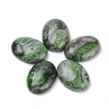Fashewelry 20Pcs Natural Oval Green Ripple Jasper Flat back Gemstone Cabochons 25x18mm Healing Chakra Crystal Stone Bead Cab Cov