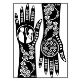VANVATI Happy Karwa Chauth Floral Mehndi Stencil Sticker For Hand Art