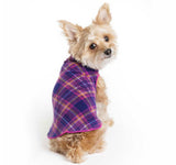 Goldpaw Stretch Fleece Dog Sweater - with Spandex for 4-Way Stretch - Soft, Comfortable Dog Coat - Machine Washable - Made in the USA - Mulberry Plaid - Size 20