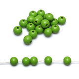 20mm Wooden Beads Fruit Green Round Smooth Wooden Loose Bead with 4mm Hole for Bead Crafts Making/Home Wall Decor, 40Pcs