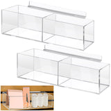 Teenyyou 2 Pcs 16x4x4 Inch Slatwall Bins, Acrylic Clear Slatwall Bins Storage Organizers Retail Tray Slat Wall Accessories for G