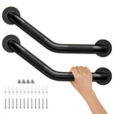 16 Inch Angled Shower Grab Bar Black, Munzong 2 Pack Anti Slip Bathroom Grab Bar, Knurled Bathroom Balance Bar,Safety Hand Rail