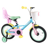 RULLY Girls Bike for 2 3 4 Years Children, 12 Inch Toddler Bicycle with Training Wheels, Doll Seat, Basket, Handbrake for Girls