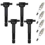 ECCPP Ignition Coil 4 ignition coils wilth 4 iridium Spark Plugs UF417,for 2002-2006 Acura RSX 2.0L l4,2004-2008 Acura TSX 2.4L
