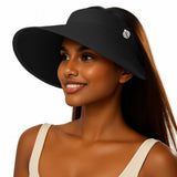 Venzina Upf 50+ Sun Visor Hat For Women Ultra Wide Brim Outdoor Summer Cap Uv Protection Visor Blackout Liner Design Packable Tr