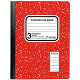Top Flight 3Subject Colored Marble Composition Book, 120 Sheets, Wide Rule, 9.75 x 7.5 Inches, 1 Book, Cover Color May Vary (43