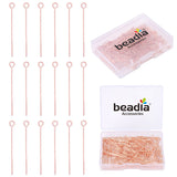 BEADIA Rose Gold Plated Open Eye Pins Non Tarnish 25mm 200pcs for Jewelry Making Findings