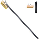 SHANGPEIXUAN Pizza Oven Brush with Scraper Brass Bristles Pizza Brush for Pizza Oven 40.5 Pizza Stone Brush