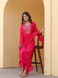 Anni Designer Women'S Rayon Blend Embroidered Straight Kurta With Pant & Dupatta (Kasturi Pink-Nw_Xl_Pink_X-Large),Pink,XL,,,