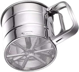 Stainless Steel Flour Sifter Large Capacity Atta Chhani with Hand Press Design Corrosion Resistant Sieve for Flour Sugar Coffee