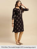 Rangita Black Rayon Knee Length Printed Straight Kurti For Women | Kurta For Women_S Black S 646017308057G