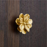 MFYS 6 Pieces Solid Brass Flower Knob Handles for Cabinets and Flower Shape Drawers Knobs Wardrobe Pulls Door Knobs (6)