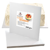 6 inch White Square Coated Cakeboard, Waxed Greaseproof, Disposable Cake Circle Base Boards Cardboard, pack of 100 ct.