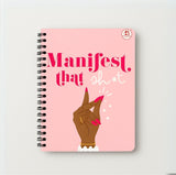 Harshhasthkala Manifest That Sh*T Aesthetic Spiral Diary Notebook | 144 Pages | A5 Size | Daily Writing Journal For Women, Gir