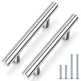 Probrico 20 Pack Polished Chrome Drawer Pulls 3 Hole Center, T Bar Stainless Steel Kitchen Cabinet Handles Dresser Pulls, Cabine