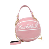 Merishopp Pu Shoulder Bag Purse Basketball Shaped Crossbody Bag For Cosmetics Shopping Pink