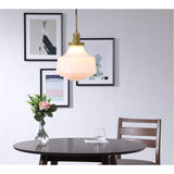 Living District Lyle 1-Light Metal Pendant In Brass And Frosted White Glass