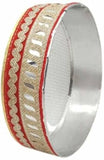 Blue Earth Decorated Atta Chalni Karwachauth Stainless Steel sieves for Puja | Karwachauth Handcrafted Red Puja/Pooja Decorative