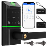 Bamberg Keypad Smart Door Lock with Handle: Keyless Entry Deadbolt - Fingerprint & Keypad Door Lock for Front Door - Key & IC Ca