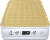YENING Full Size Air Mattress with Built in Pump Raised Double Blow up Bed Inflatable Camping Airbed Electric 18 Inch Tall Beige