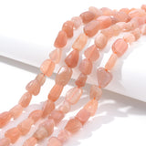 jodaying 6-8mm Natural Sunstone Nuggets Oval Free Tumbled Pebble Semi Precious Gemstone Loose Stone Beads Approx 15.5 inch for D