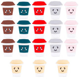 SUNNYCLUE 1 Box 18Pcs Silicone Focal Beads Bulk Coffee Cup Print Beads Large Flatback Silicone Beads Colorful Shaped Flat Beads