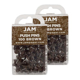 JAM PAPER Colorful Push Pins - Chocolate Brown Pushpins - 2 Packs of 100