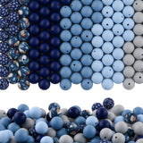 HHCFAST 150Pcs Mixed Color 15mm Silicone Beads for Keychain Making, Gray Blue Star Print Silicone Beads for Pens and Bracelet Je
