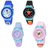 On Time Octus Kids Analouge Multi-Color Light Cute 3D Cartoon Character Boys And Girls Watch |Random Color And Design (Kd-4 Pcs