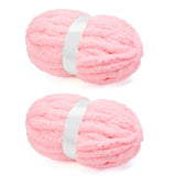 Chunky Chenille Yarn for Crocheting/Arm Knitting, Super Soft Jumbo Knit Blanket Yarn Pink 2 Pack (32 yds, 8.5 oz Each Pack)