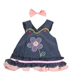 Summer Denim Dress w/Bow Teddy Bear Clothes Outfit Fits Most 14 - 18 Build-a-Bear and Make Your Own Stuffed Animals