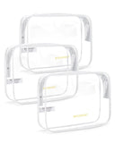 BAGSMART Clear Toiletry Bag, 3 Packs TSA Approved Water Resistant Quart Size Travel Organizer, Airport Airline Travel Essential