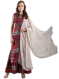 Anni Designer Women'S Rayon Blend Straight Printed Kurta With Palazzo & Dupatta (Bagmati Maroon_L_Maroon_Large),Maroon,L