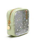 Wandering Nature Clear Makeup Bag for Purse, Mini Make up Bag with Glitter Star Pattern, Cute Cosmetic Pouch for Women with Slip