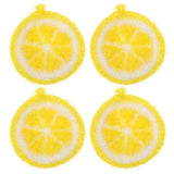COOLHIYA Lemon Kitchen Dish Cloths 4 Pack Shaped Dishes Cleaner Cloths Super Absorbent Polyester Washing Cloths for Dish Scrubbi