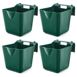 4 Pack 15 Quart Horse Feeders for Stall Hook Over Hanging Fence Hay Feeder Mountable Livestock Plastic Feed Bucket for Farm Stal