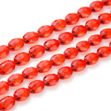 50pcs Czech 16mm (0.63 Inch) Large Faceted Flat Oval Crystal Glass Beads Spacer Light Siam Red